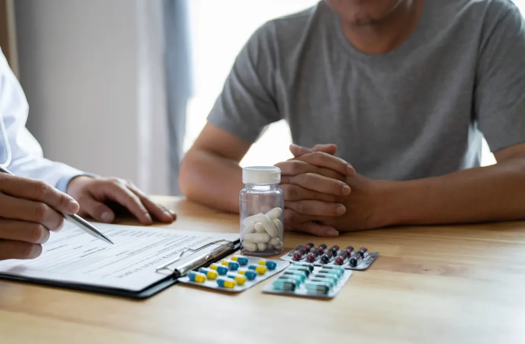 Imagen de consulta médica sobre síntomas de la disfunción eréctil