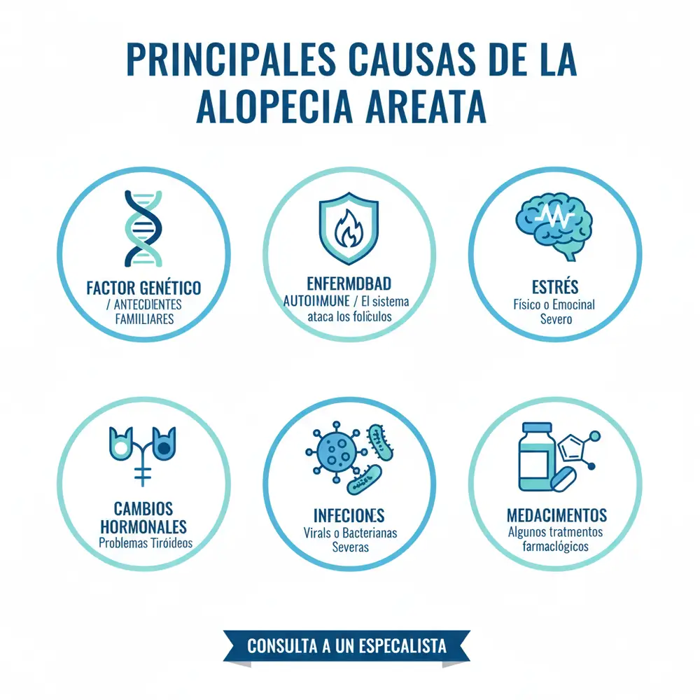 Infografía con las principales alopecia areata causas